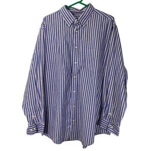 Cherokee Mens Shirt Size XXL Long Sleeve Stripe Button Down Blue White Casual